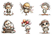 Whimsical Easter Chick Clipart, an Illustration by CreationArt (Thumbnail 2 of 6)