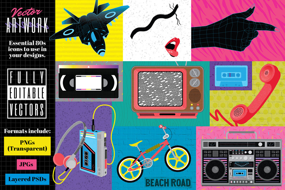 Retro Cool 1980s Poster Templates, a Texture Illustration by Wingsart Studio (Photo 4 of 11)
