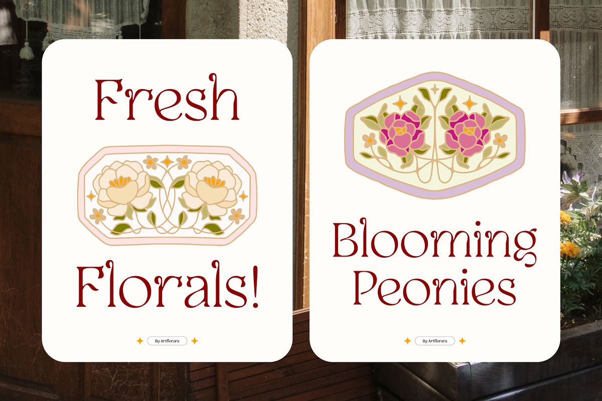 SENTIMENTAL Vintage Floral Logo Set, an Object Graphic by Artflorara (Photo 3 of 14)