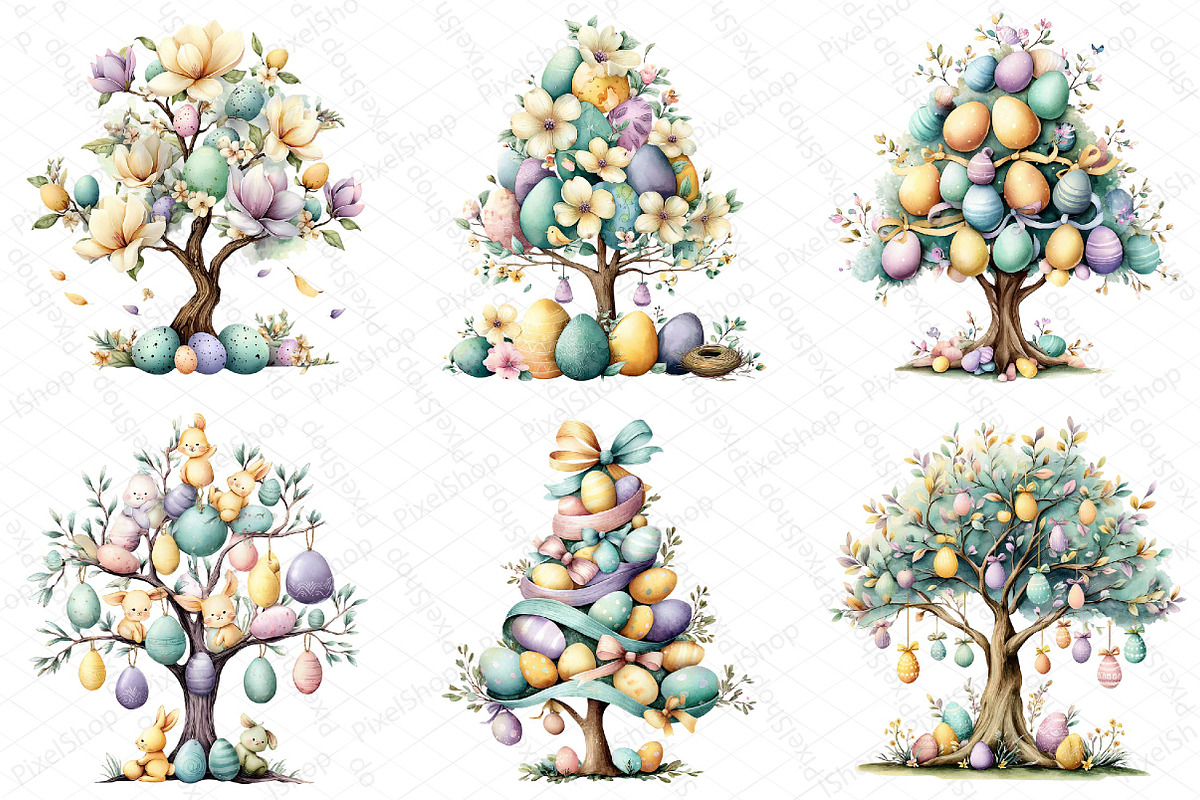 Easter Tree Clipart PNG Bundle, an Illustration by DreamPrint404 (Photo 6 of 6)