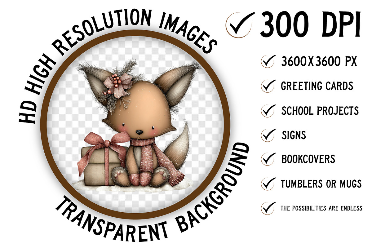Whimsical Christmas Fluffy Fox PNG, an Illustration by Craft Nest (Photo 2 of 9)