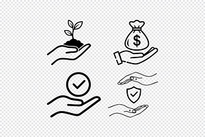 Hand icons representing growth, an Outline Icon by Toufiqul