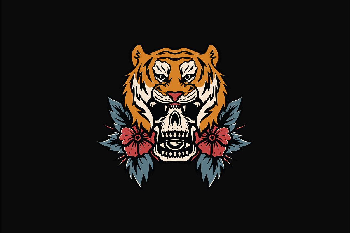 Tiger and Skull with Flowers, an Object Illustration by nomlimo.com (Photo 1 of 3)