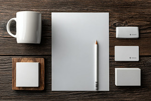 White stationery branding mockups on, a Photo by Pixeness Studio