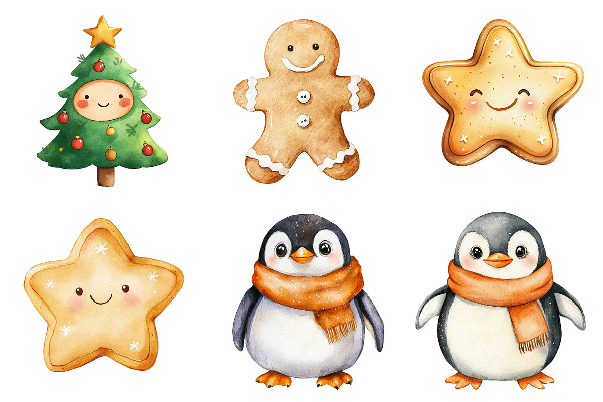 Watercolor Christmas Characters, a Seasonal Illustration by CitraGraphics (Photo 5 of 7)