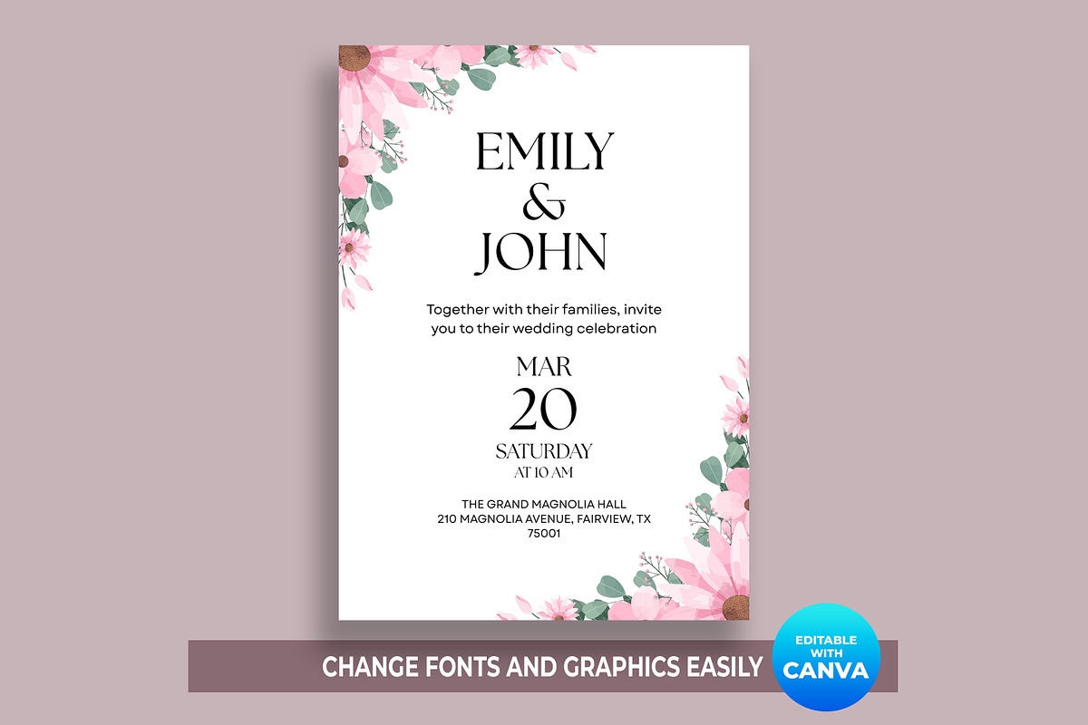 Wedding Invitation Canva Template, a Card Template by M9 Design (Photo 2 of 5)