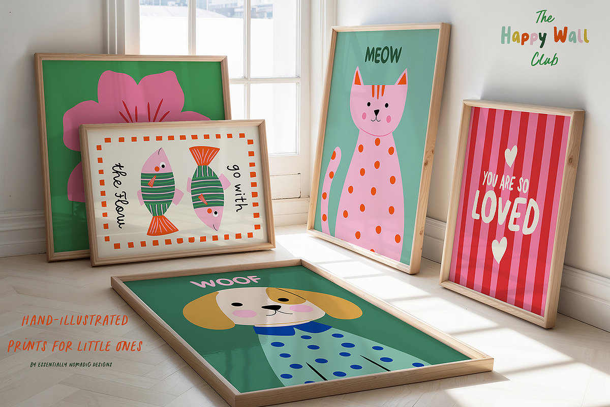 Happy Wall Vibrant Nursery Art Print, a Background Graphic by Essentially Nomadic (Photo 5 of 10)