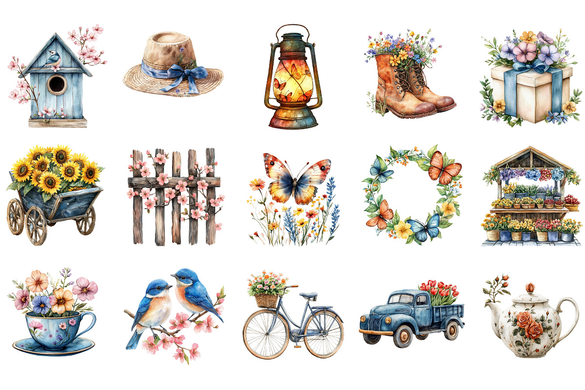 Spring Clipart Bundle, an Illustration by Designking (Photo 2 of 5)