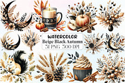 Beige & Black Autumn Clipart, an Illustration by CraftArtStudio (Thumbnail 1 of 6)