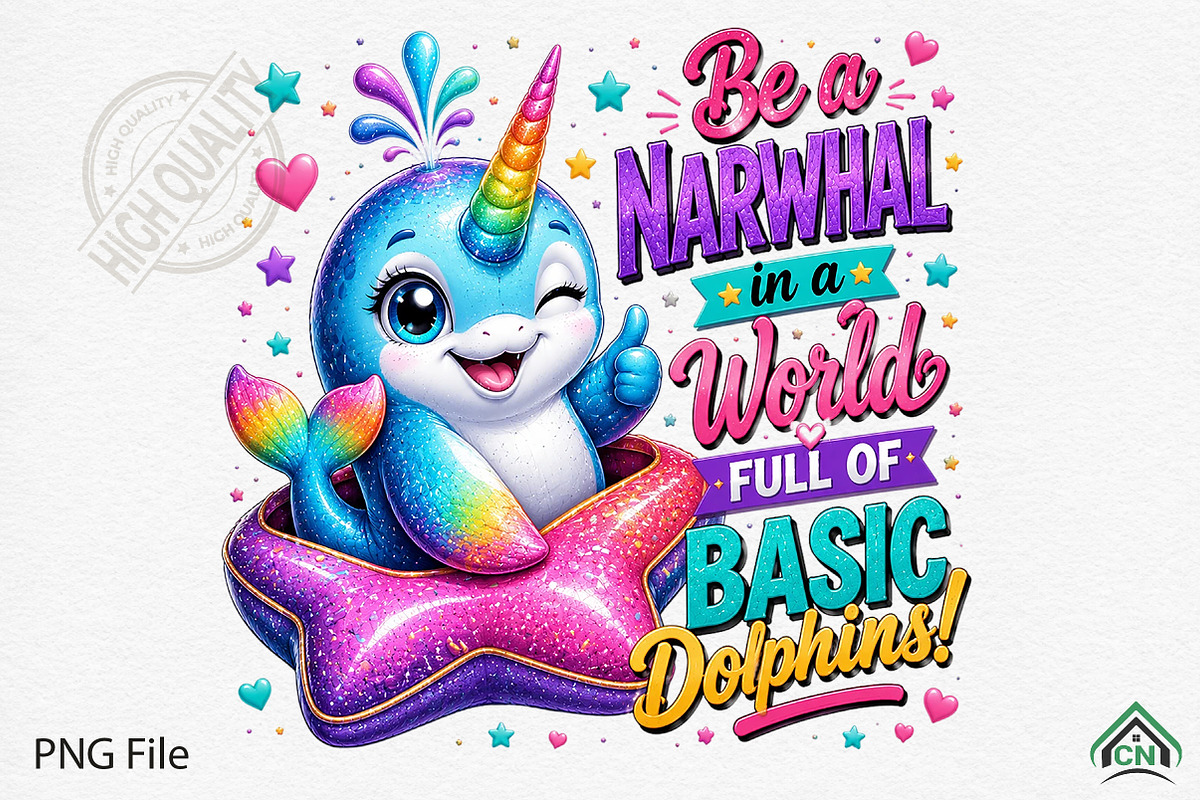 Sparkly Narwhal Rainbow PNG, a Seasonal Illustration by Craft Nest (Photo 1 of 5)