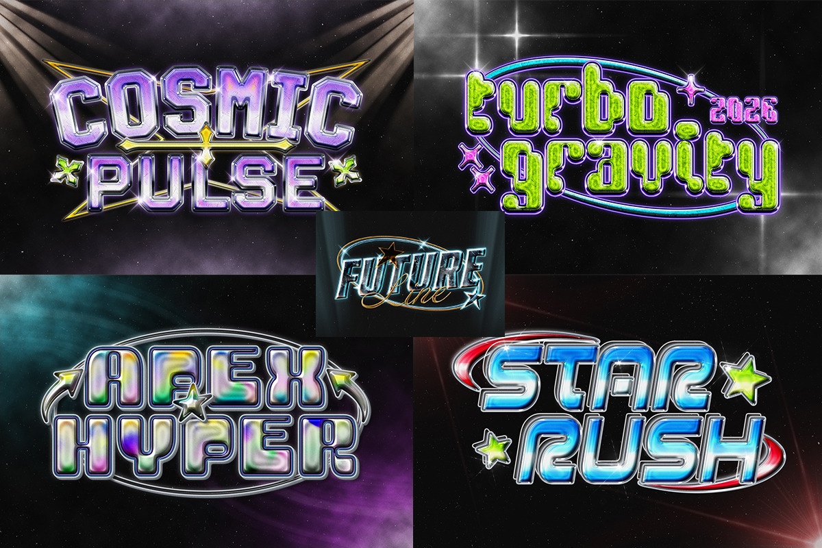Y2K Futuristic Chrome Text Effect, a Layer Style Add-On by Matsero (Photo 3 of 4)