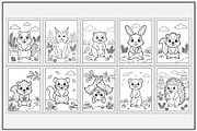 Woodland Animals Coloring Pages, an Animal Illustration by Lamia Emad (Thumbnail 2 of 5)