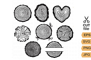 Tree rings Wood Monogram Clip art, a Graphic by TanchaArt