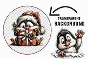 Christmas Peeking Penguin Clipart, an Illustration by Libby Wishes (Thumbnail 2 of 7)