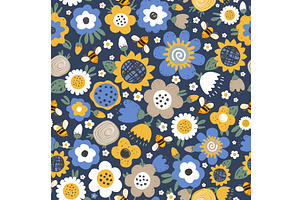 Cute cartoon honey bees, and doodle, an Animal Illustration by Toltemara
