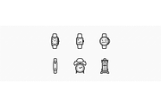 20 Watches & Clocks Icons, an Outline Icon by Jinro (Thumbnail 3 of 9)