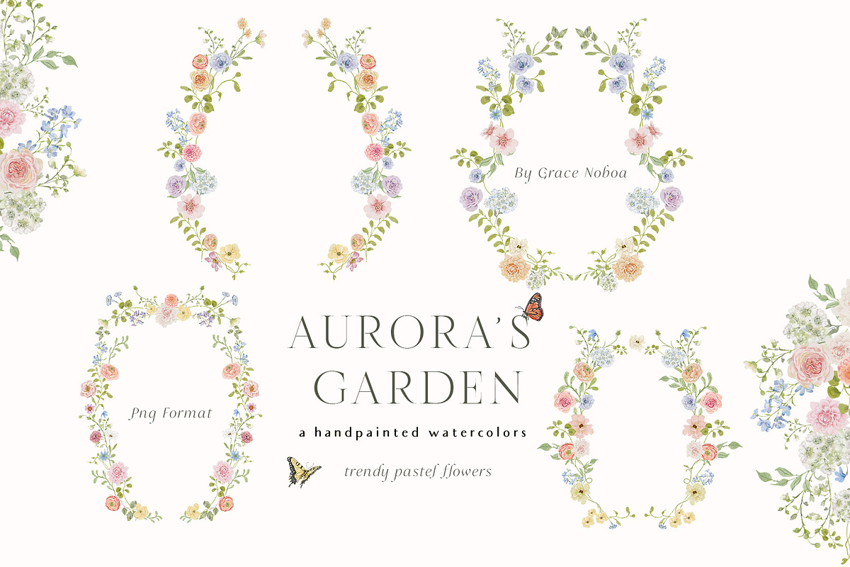 Spring summer pastel flowers clipart, a Decorative Illustration by Grace Noboa Illustrations (Photo 10 of 20)