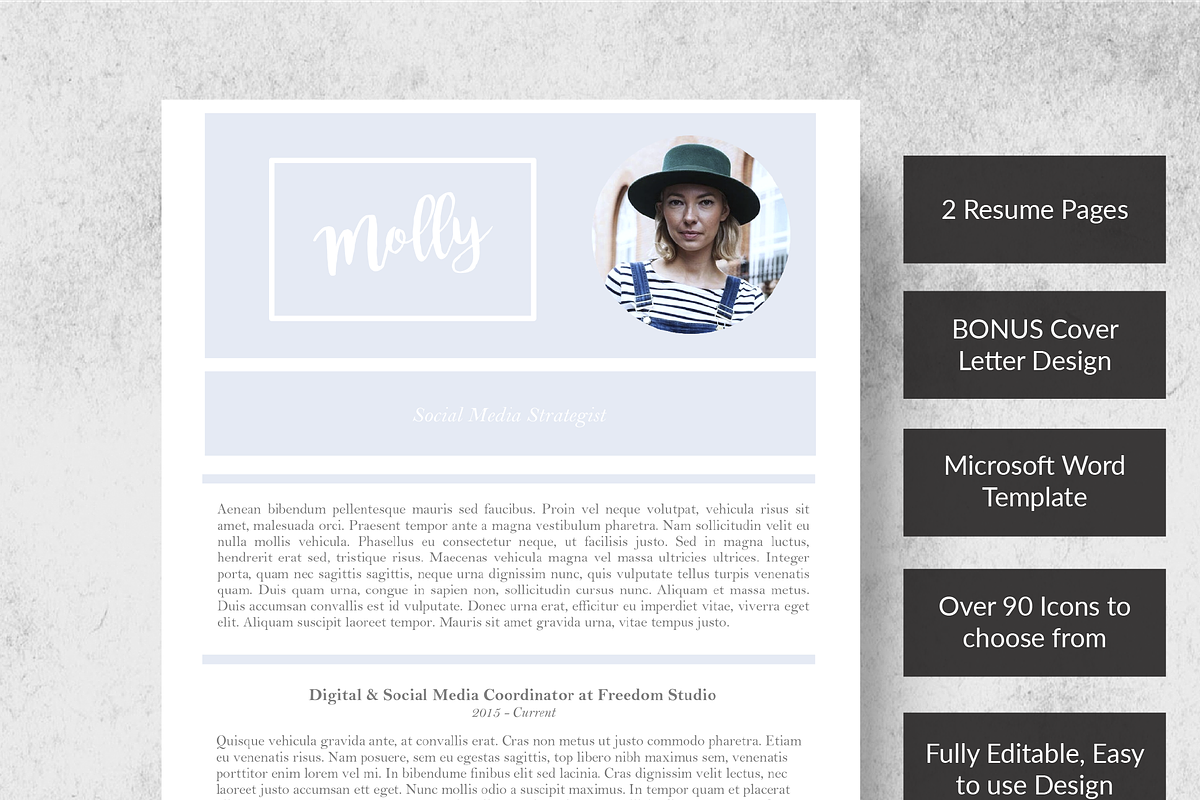 Sky Resume Template + Cover Letter, a Resume Template by Made By Hamilton (Photo 4 of 4)