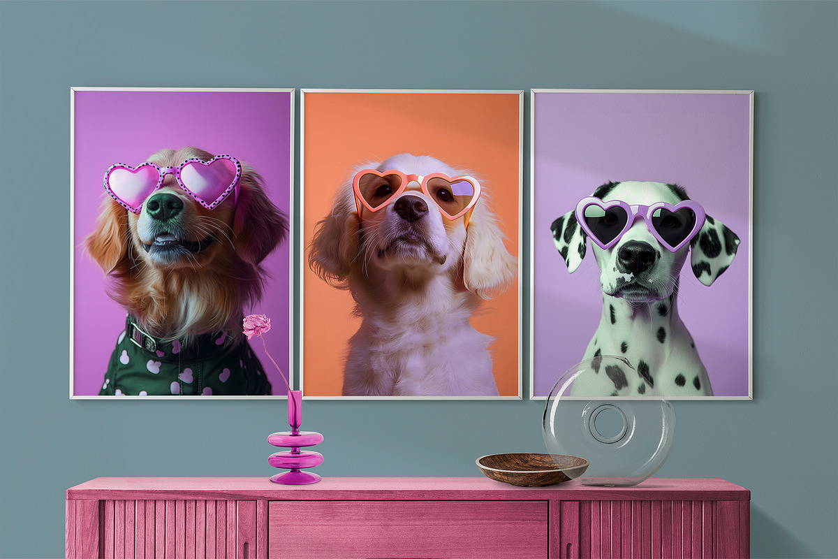 Funky Dogs in Sunglasses Poster Pack, an Illustration by HabitusDesigns (Photo 3 of 9)