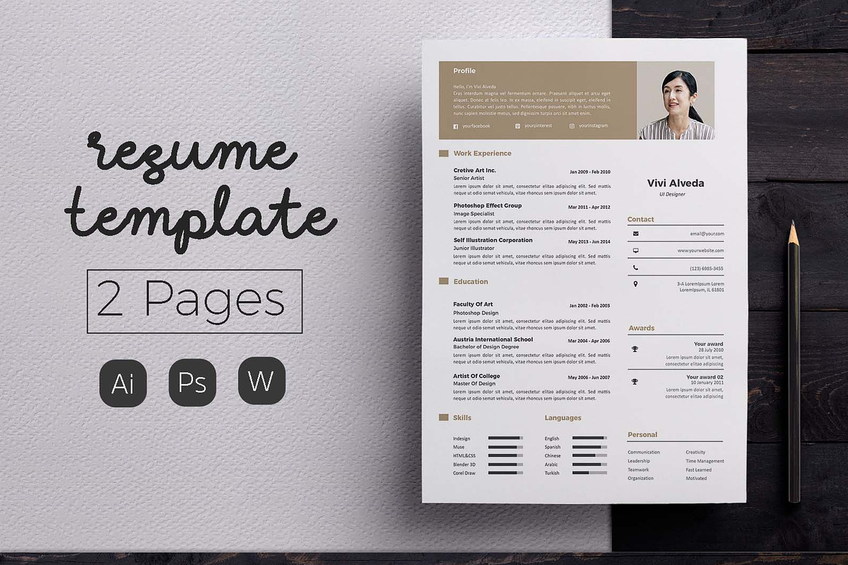 Vol.47 Resume & CV Template, a Resume Template by Hito Graphic (Photo 1 of 8)