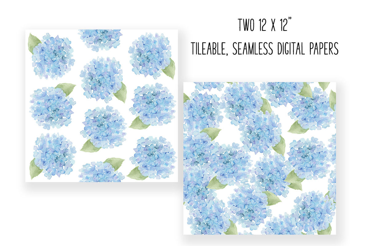 Blue Hydrangea Watercolor florals, an Illustration by DailyMiracleDigitals,LLC (Photo 8 of 11)