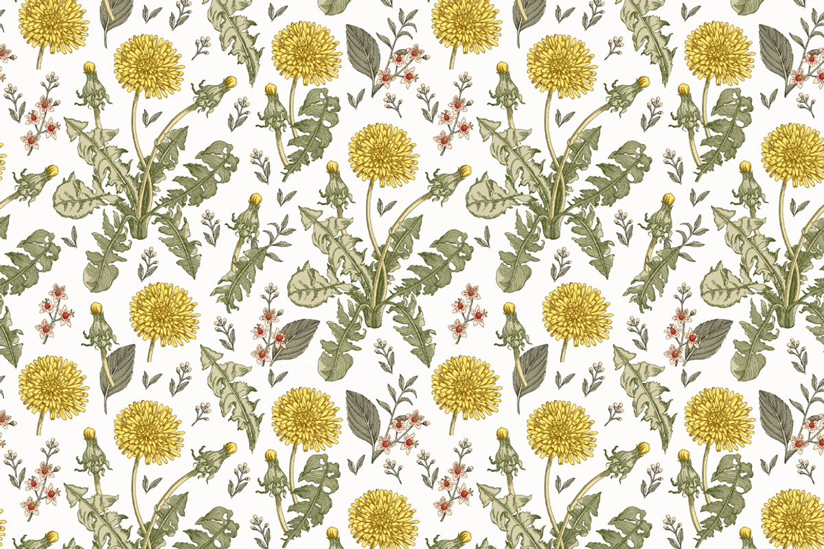 4 Seamless Flowers Dandelion Vintage, a Pattern Graphic by Vintage (Photo 4 of 11)