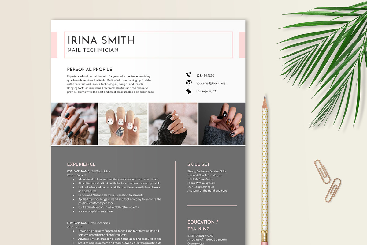 Nail Tech Resume Template, a Resume Template by Stanin Studio (Photo 3 of 10)