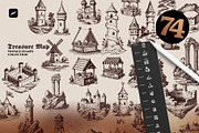 Treasure Map Procreate Brushes, a Shape Add-On by Spasibenko Art (Thumbnail 3 of 13)