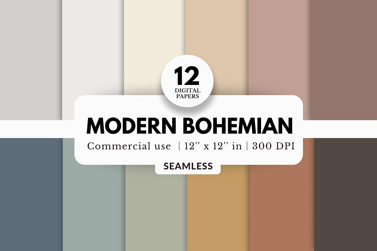 12 Modern Bohemian Digital Papers, a Background Graphic by NorthWindPixels (Photo 1 of 4)