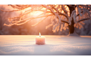 cold snow candle ai generated, a Holiday Photo by pikepicture
