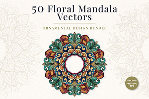 50 Floral Mandala Vectors Bundle, a Decorative Illustration by Papatongartist