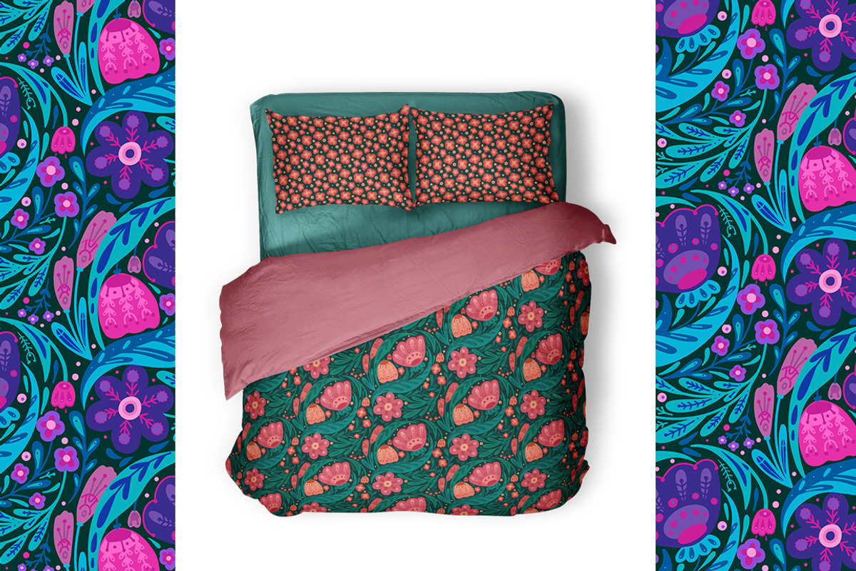 Vector floral pattern with folk art, a Pattern Graphic by Veleri (Photo 3 of 5)