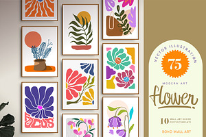 Modern art flowers, Wall Art Decor, a Decorative Illustration by OtpirusGraphic