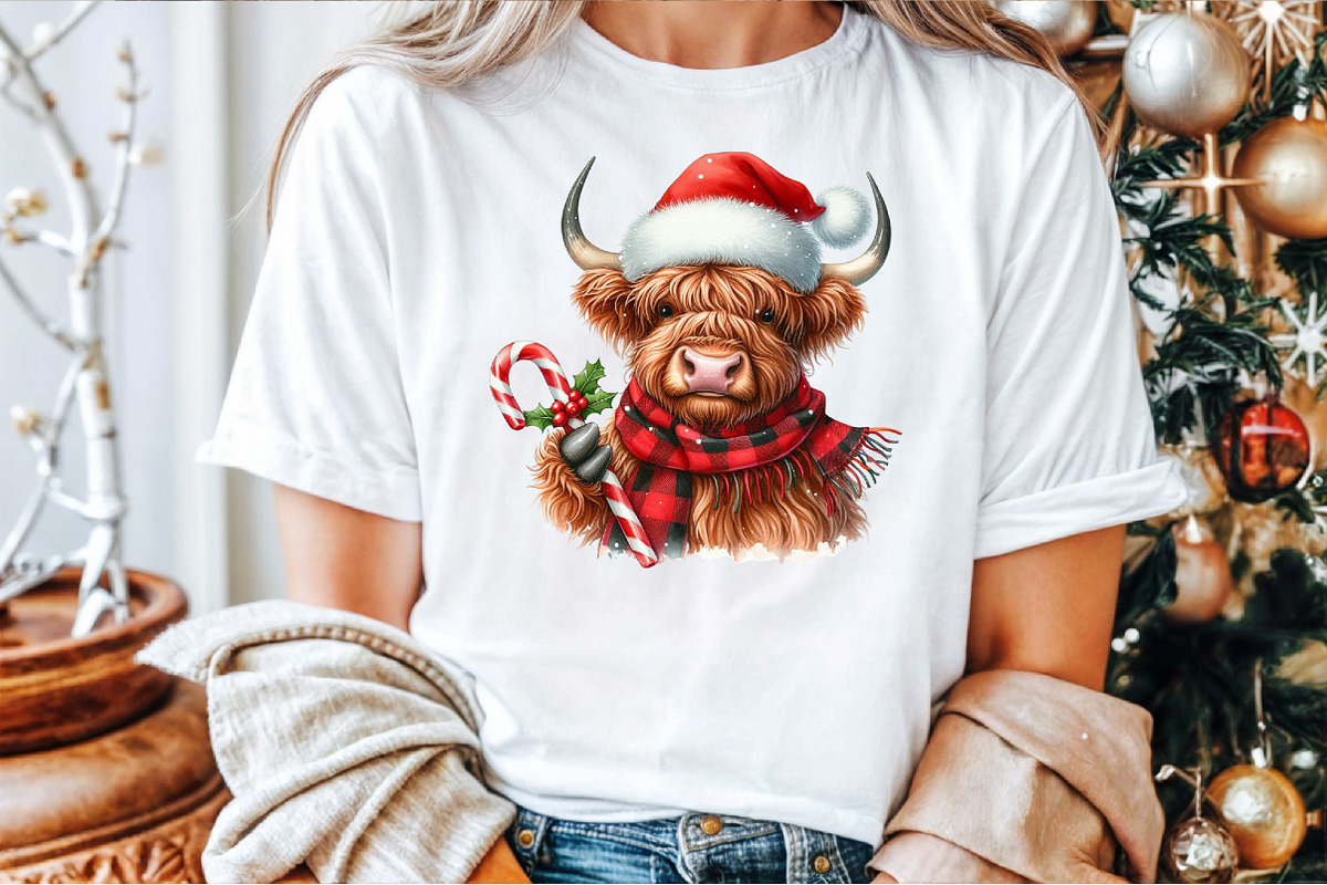 Christmas Highland Cow PNG, an Illustration by Sublimation Artist (Photo 2 of 9)