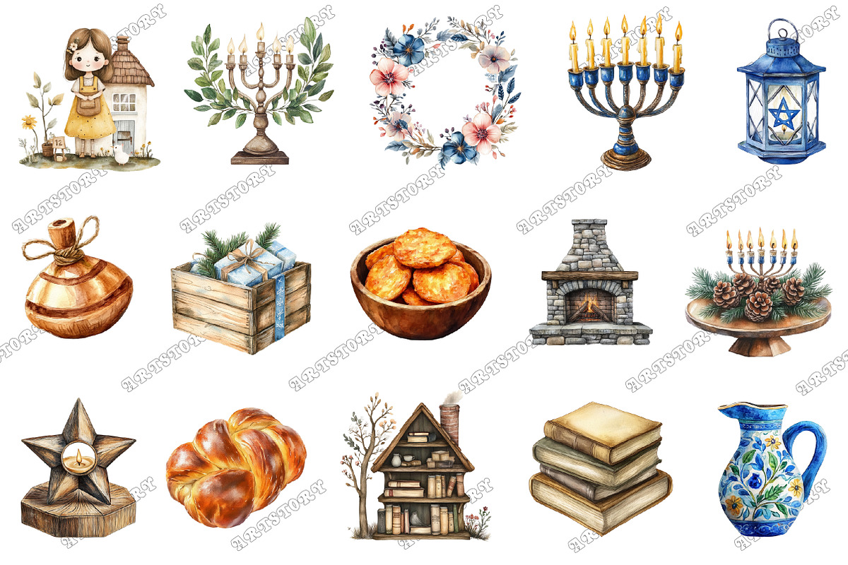 Farmhouse Hanukkah, Rustic Chanukah, an Illustration by designcity5 (Photo 3 of 5)