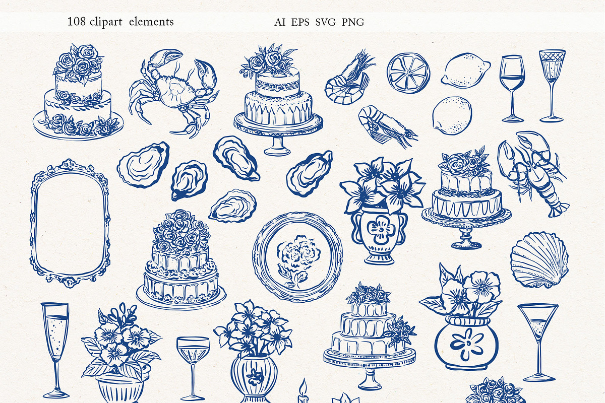 Italian Whimsical Clipart Set, an Object Illustration by Jenny Quince (Photo 2 of 15)