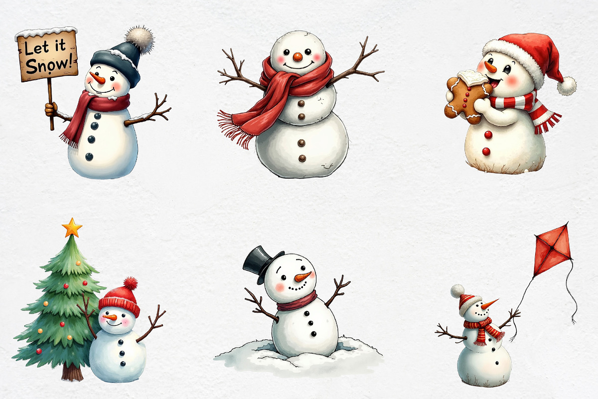 Funny Christmas Snowman Clipart Bund, an Illustration by CrexoraLab (Photo 2 of 5)