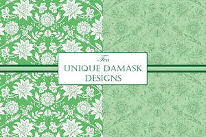 Green Damask Pattern Backgrounds