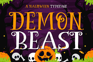DEMON BEAST - Happy Halloween Font, a Handwritten Font by Mozatype