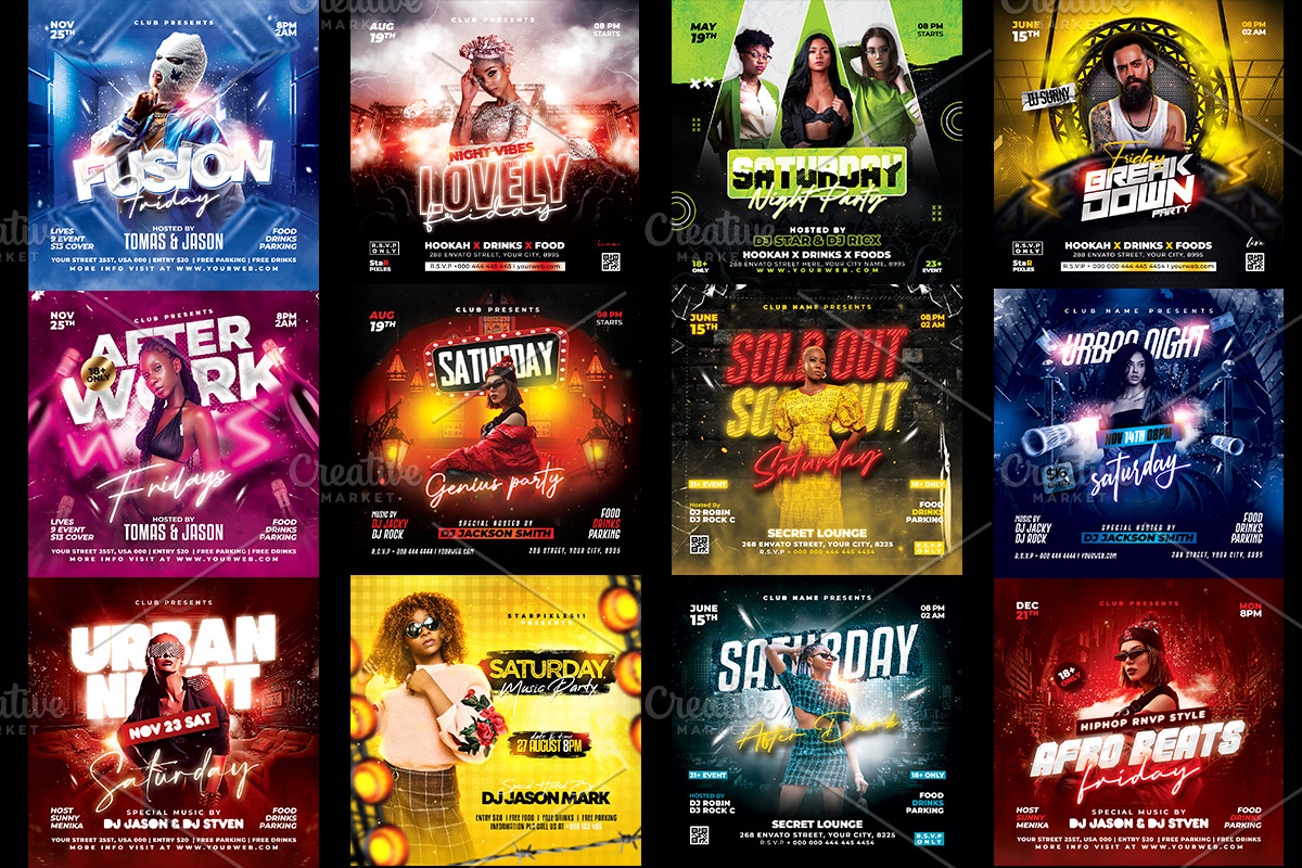 70 Night Club Party Flyer Bundle, a Flyer Template by StarPixles11 (Photo 7 of 16)