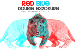 Red Blue Double Exposure Action