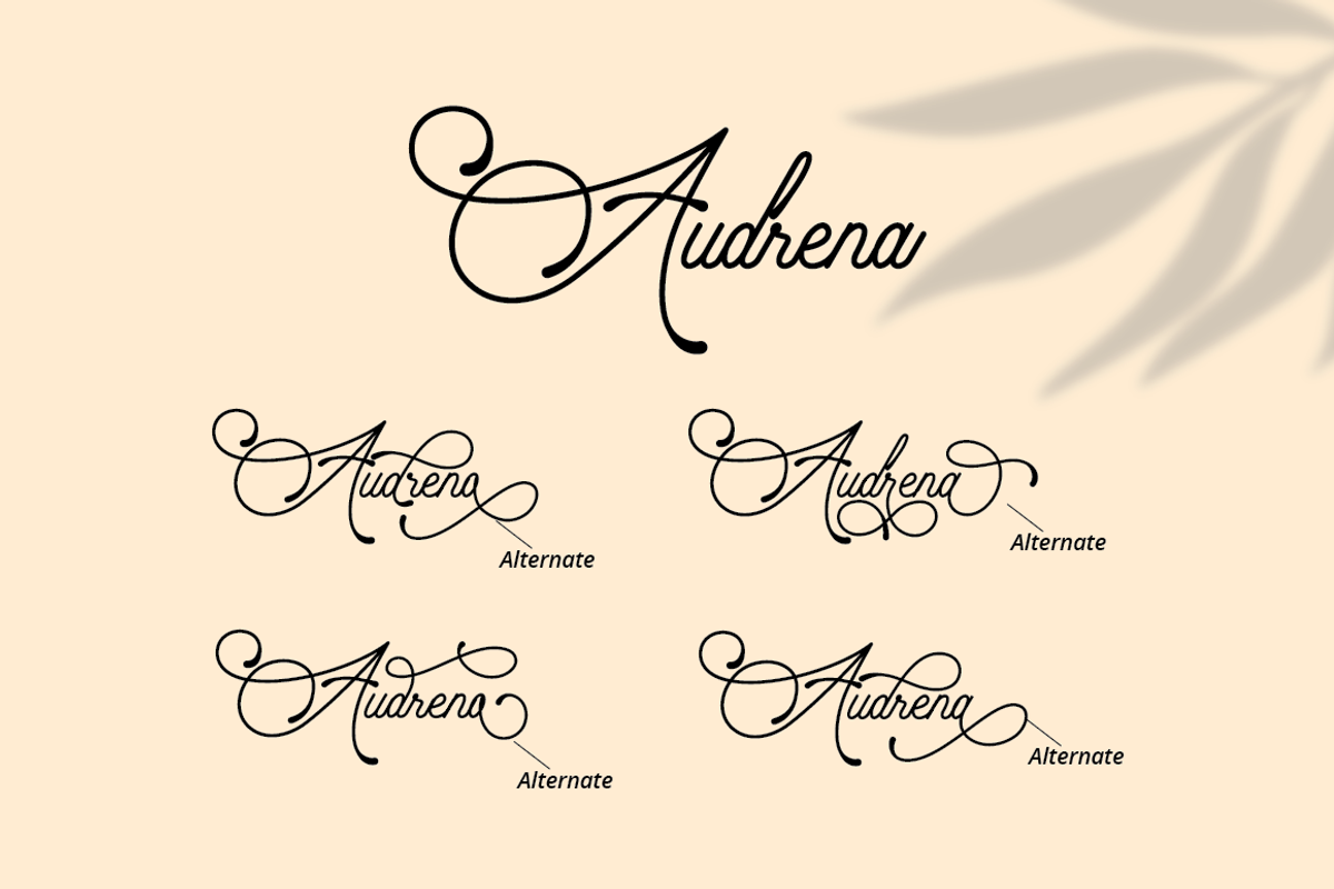 Audrena - Beautiful Monoline Font, a Script Font by PutraCetol Studio (Photo 2 of 11)