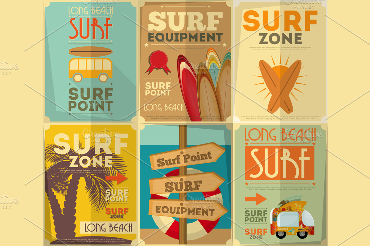 surfing posters collection, an Illustration by ELFIVETROV DESIGN (Photo 2 of 2)