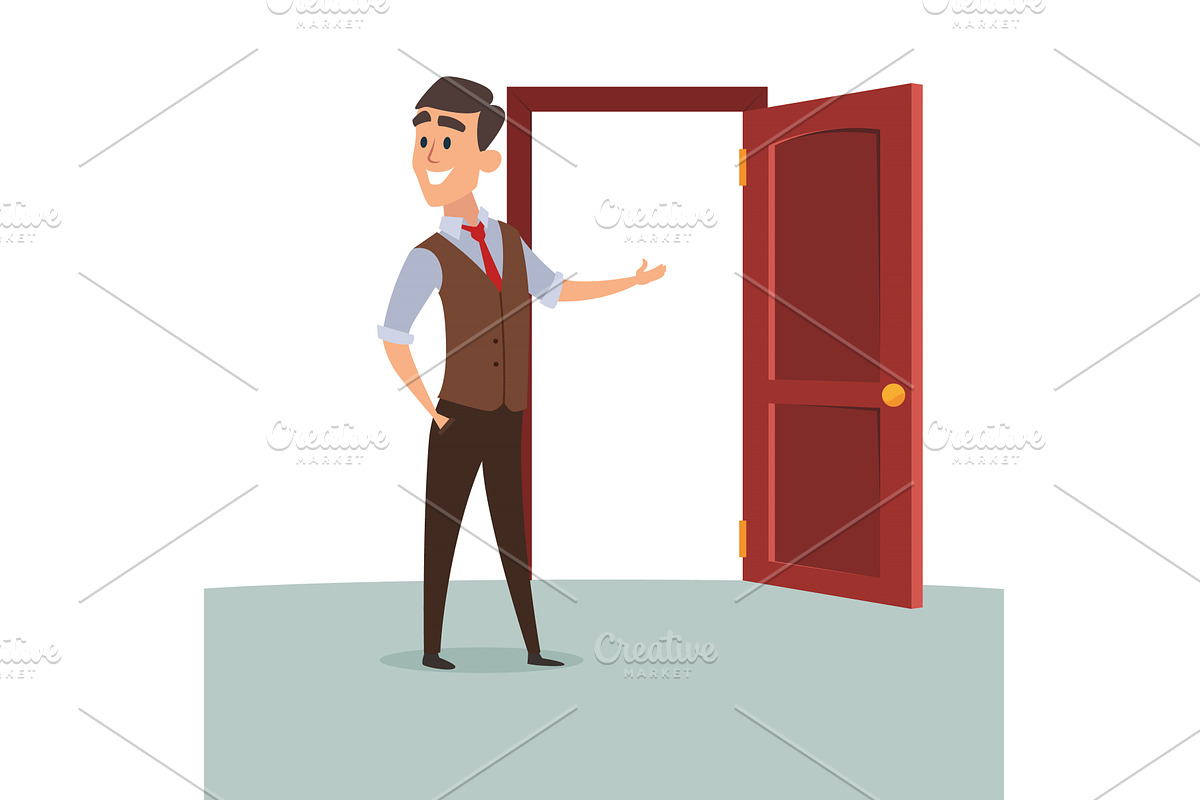 Welcome home. man invite in opened, a Person Illustration by Onyx