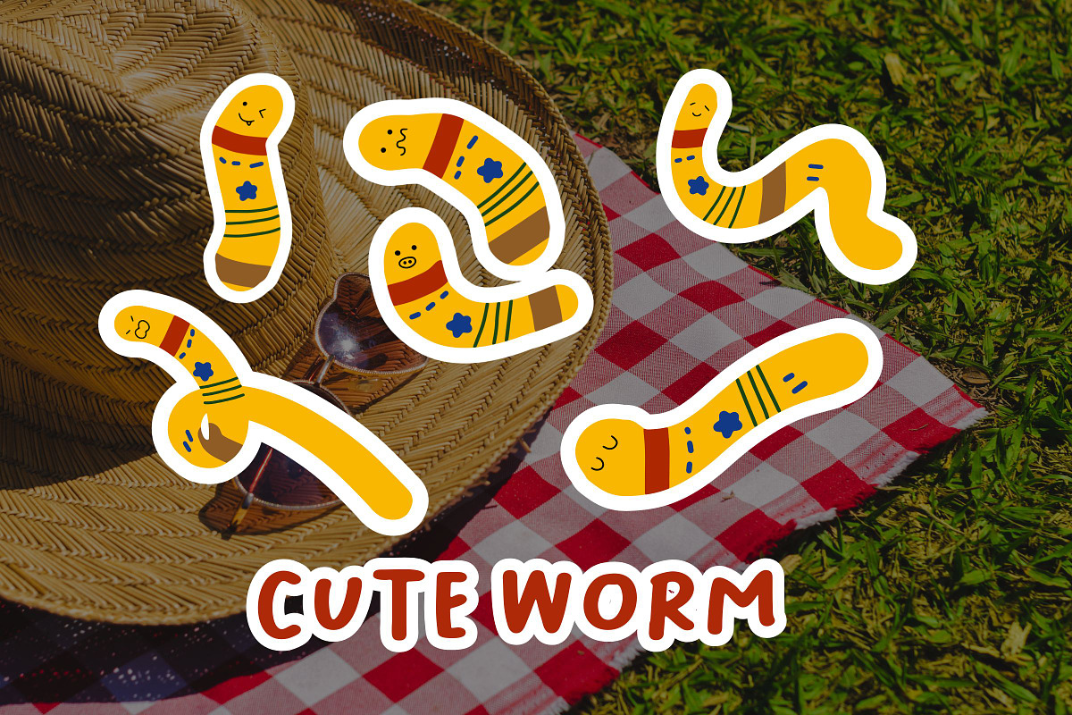 Cute Worm Illustration Set, an Animal Illustration by The Journey Atelier (Photo 2 of 8)