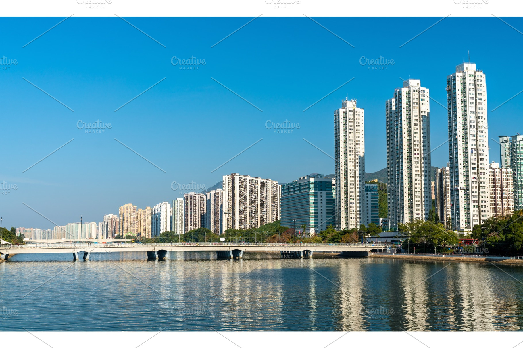 Sha Tin District with the Shing Mun River in Hong Kong, China, an Architecture Photo by Leonid Andronov