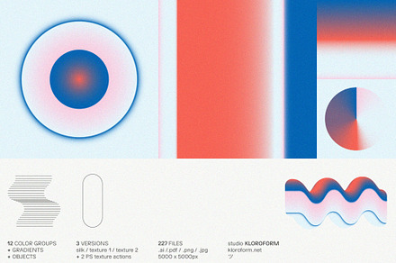 Gradients + Objects, a Background Graphic by kloroform