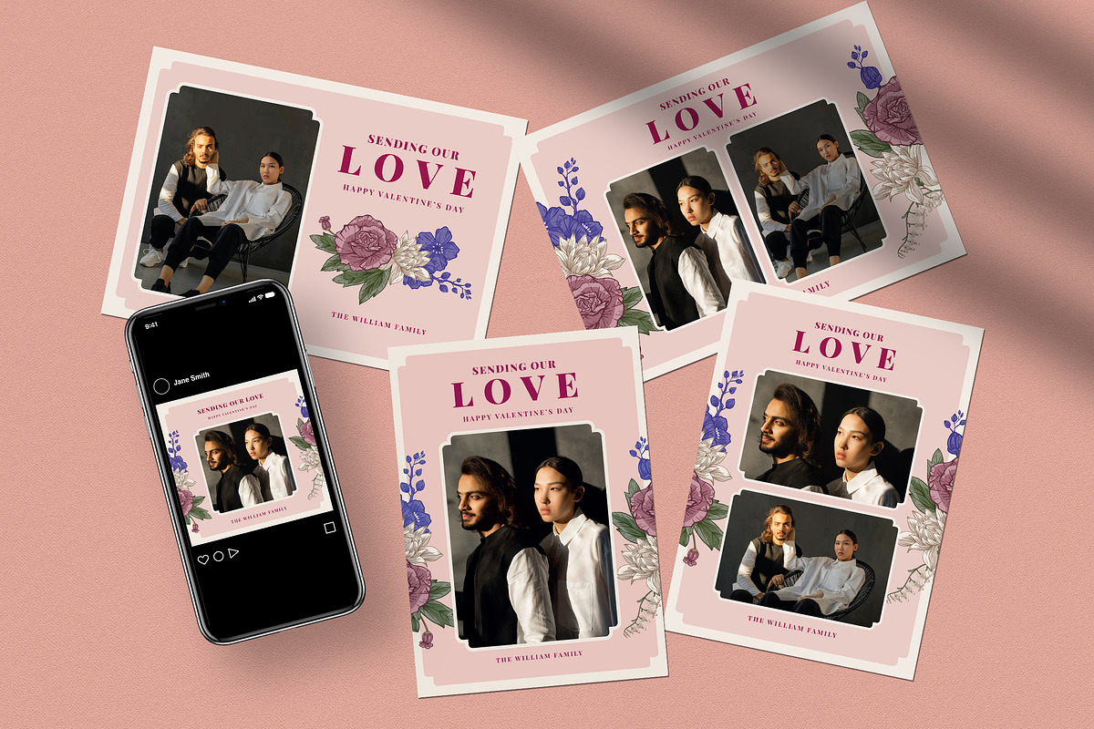 Valentine Greeting Card, a Card Template by graphicook (Photo 1 of 4)