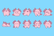 Kawaii Axolotl Set Illustrations, an Animal Illustration by ArtVarStudio (Thumbnail 3 of 5)