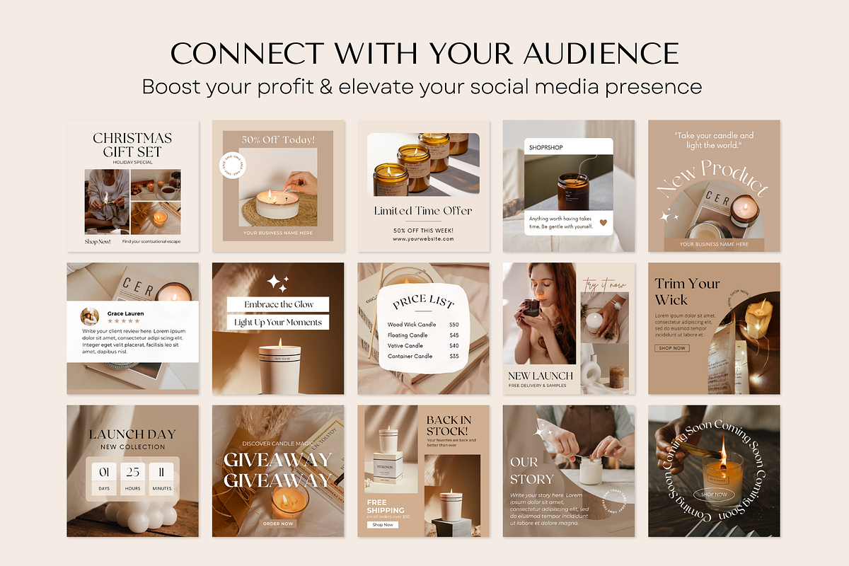 Candle Instagram Post Template, a Social Media Template by ShopRShop (Photo 2 of 10)